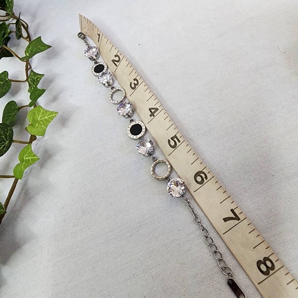 Silver Stainless Steel Fashion Cubic Zirconia Link Bracelet - Picture 5 of 5